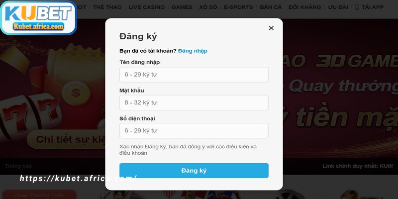 Quy trình tạo lập tài khoản kubet rất đơn giản cho các người mới